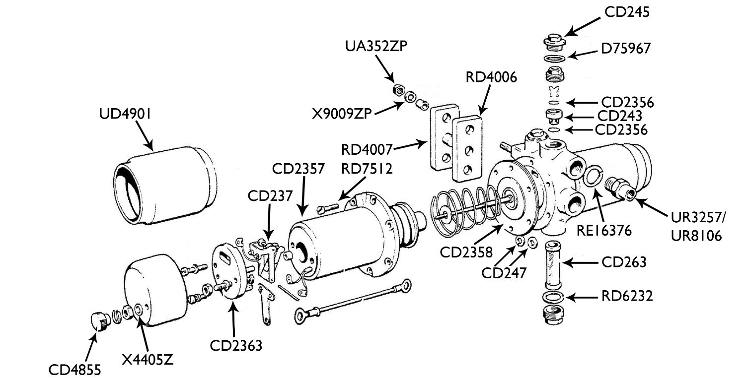 Original Stud-mounted Fuel Pump - Short Diaphragm